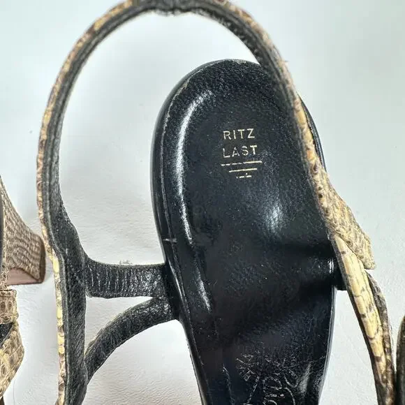 Vintage 1950s Reptile Peep-Toe Sandals by L'aiglon Custom Made Size 6.5 N - Picture 10 of 10